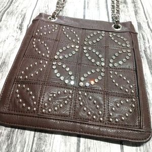 Ladies 9x10 Gem Studded Purse Great Condition Nearly Like New Leather Woven In C